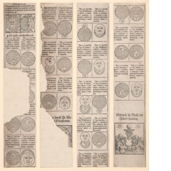 Darstellung von Sonnen- und Mondfinsternissen auf vier Streifen, für die Jahre 1555 bis 1580
