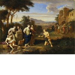 Odysseus und Nausikaa in einer arkadischen Landschaft