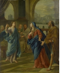 Maria und Joseph finden den zwölfjährigen Jesus im Tempel