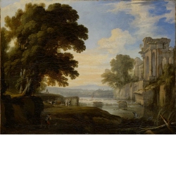 Flussufer mit antiken Ruinen