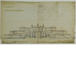 Perspektivisch-geometrische Darstellung des Schlosses Bensberg