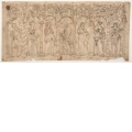 Entwurf für eine Wandmalerei mit Sibyllen in einer Arkadenarchitektur, in den Lünetten Szenen aus dem Leben von Christus und Maria