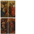 Die Anbetung der Könige (Innenseite, links: Der älteste König vor der hl. Familie, rechts: Zwei Könige); Verkündigung (Aussenseite, links: Verkündigungsengel, rechts: Maria annunziata)