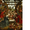 Geburt Christi (rechter Flügel eines Retabels, Innenseite); Die hll. Laurentius und Katharina (Aussenseite)