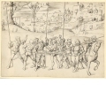 Acht Krieger und ein Reiter in Landschaft